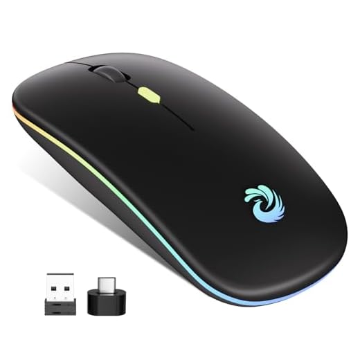 BQSS Mouse Wireless Ricaricabile, Retroilluminato 7 colori & Tracciamento Ottico 1200-1600 DPI, 2,4 GHz con Mini Ricevitore USB, Compatibile con laptop, PC, Mac, Computer, Chromebook, Notebook