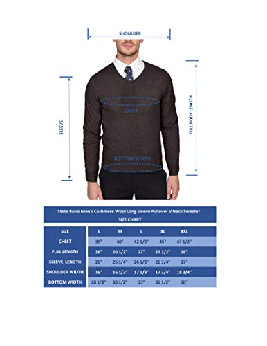 State Fusio Basic V-Neck Sweater Merino Wool Long Sleeve Pullover For Men - Made With 100% Merino Wool Sourced From Inner Mongolia Goats - Soft, Lightweight & Versatile (Almond, Xx-Large) #TOP5