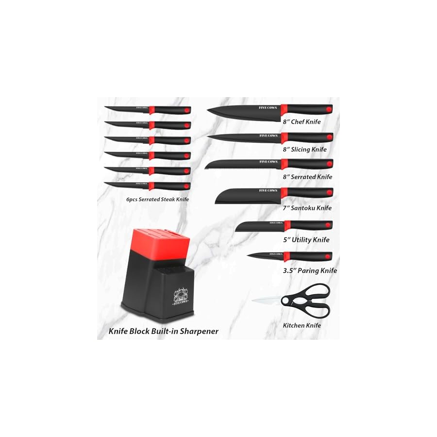 14-Pcs-Kitchen-Knife-Block-Set-with-Sharpener-German-High-Carbon-Stainless-Steel-Chef-Knives-Razor-Sharp-Durable-Lightweight-Anti-Slip-Handle-Professional-Set-for-Home-Kitchen-Red 14 Pcs Kitchen Knife Block Set with Sharpener German High Carbon Stainless Steel Chef Knives, Razor-Sharp & Durable, Lightweight Anti-Slip Handle, Professional Set for Home & Kitchen (Red)