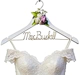 Personalized Wedding Hanger for Bride, Custom Bridesmaid Hanger, Wooden Bridal Hanger for Wedding Dress, Bridal Shower Gift, Bachelorette Party Gift for Bride and Bridesmaids