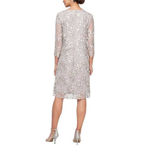 Image of Alex Evenings Womens Midi Scoop Neck Shift Dress with Jacket (Petite and Regular)