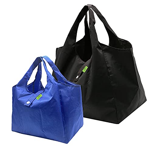 GOKEI エコバッグ 買い物バッグ 【L+Sサイズ 2個入り】 折りたたみ 大容量 防水素材 軽量 コンビニバッグ コンパクト 収納 水や汚れにも強い 買い物袋