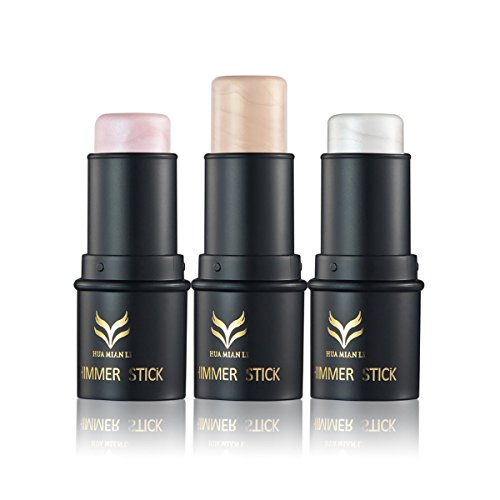 Frcolor Makeup Highlighter Stick 3 Colors Illuminator Waterproof Shimmer Cream Powder