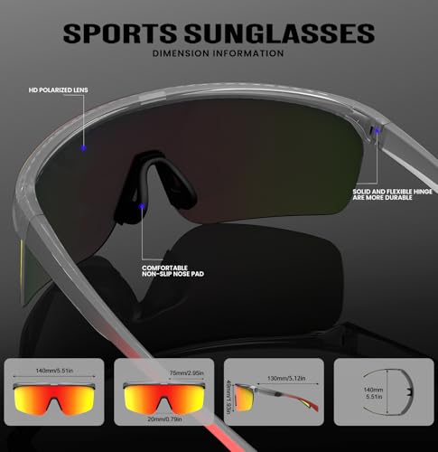Image of KALIYADI Mens-Sunglasses Polarized Sports Sunglasses-Men: Running Sunglasses Men Women UV400 Protection for Cycling