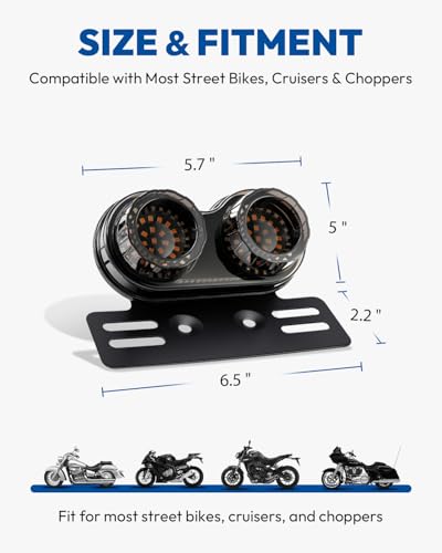 Image of Motorcycle Tail Light, Motorcycle Brake Light, IP67 Waterproof Motorcycle Turn Signals Running Light with License Plate Bracket Fit for Street Bike Cruiser Chopper Bobber (Smoke, 108 LEDS)