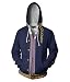Yancos JoJo's Bizarre Adventure Jotaro Kujo Hooded Sweater 3D Printed Kujo Jotaro Zipper Coat Jacket Hoodie,Navy,X-Large