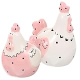 LALAFINA Ceramic Easter Spice Jar Set 2pcs Animal Shaped Salt Pepper Storage Containers Leak-proof Kitchen