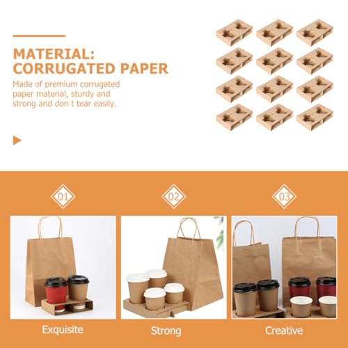 Plateaux porte-gobelets papier ondulé 2 tasses support robuste emporter - 7