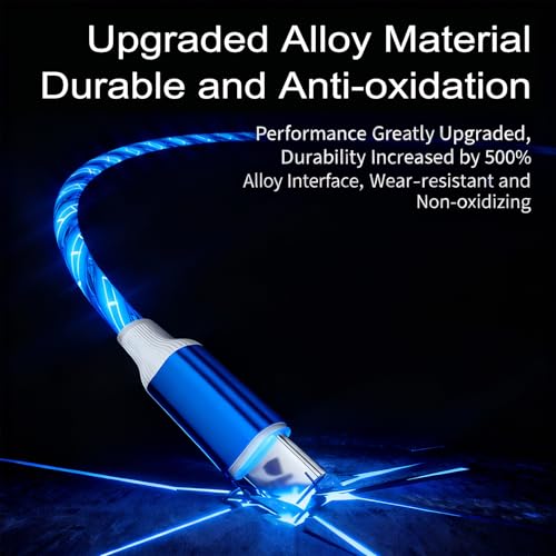 Image of AYI USB C to A Charging Cable 3.3ft, LED Glowing Starry Sky Light-Up Cord, PVC Tangle-Free Fast Charging Cable with Smart Chip, Data Transfer Sync Cord for USB-C Devices, Blue.