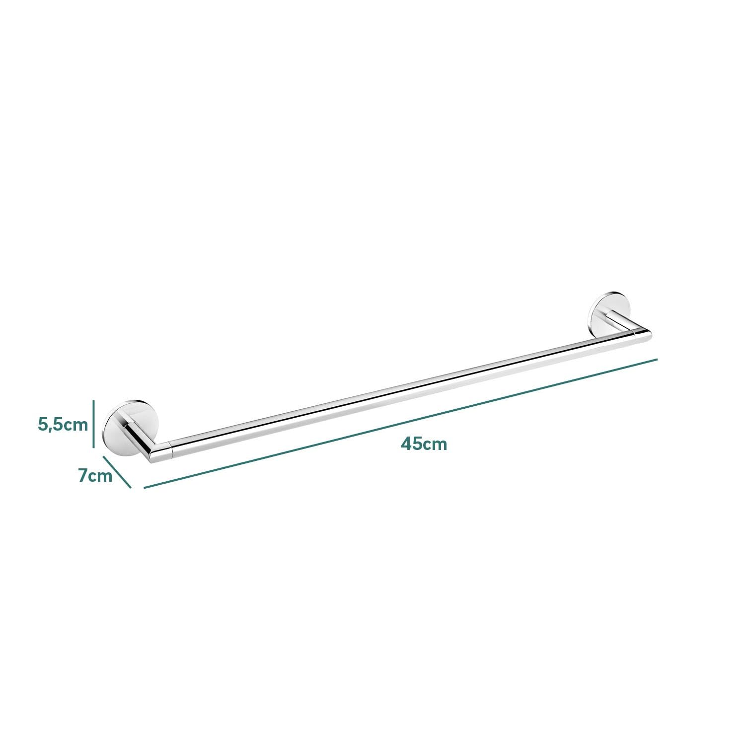 Bath+ by Cosmic Duo Round Toallero, Gamuza, Cromo, 45 cm