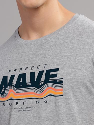 Image of ADRO Mens Printed T Shirt | The Super Soft Tshirt in India| Pure Cotton Lycra Breathable Fabric| 4 Way Stretch smart tech Fabric| Round Neck T-Shirt (Also in Plus Size) RN25-ST-WAVE-NB