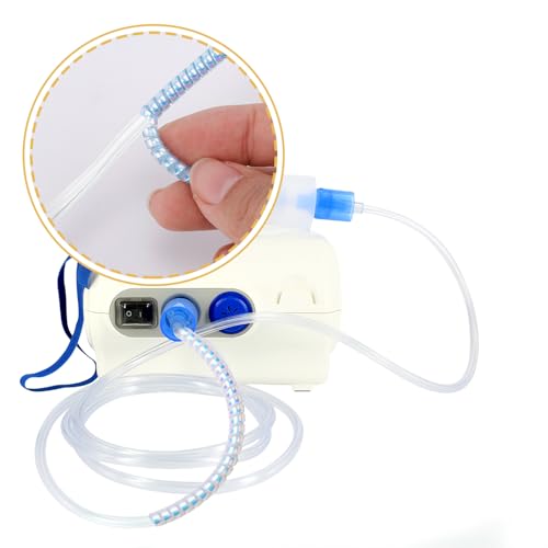 Image of 10 Pack Tubing Support Crimp Straightener, Nasal Cannula Keep Hose Kinking Accessory, Prevent Bending Spiral Cable Wrap Tube Protector Concentrator Holder for Respiratory Device(Radiant Blue & Silver)