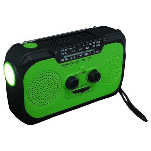 Alipis Radio Solaire à Manivelle Rechargeable Lampe de Poche LED et Large Couverture FM Am pour Camping et Situations d'urgence