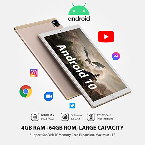 Yotopt 10 Inch Android 11 Tablet, 10.1 Inch Octa-Core Tablets 64Gb Rom 4Gb Ram 1 Tb Expand, 2.5D Ips Hd Touch Screen, Google Certificated Wi-Fi Tablets, Gps, Fm, U10 Tablets Wi-Fi Only #TOP1