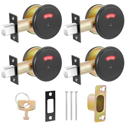 Tandefio 4 Pcs Deadbolt with Occupancy Indicator, in Use/Vacant Occupied Bathroom Lock, 304 Stainless Steel Commercial Door Lock, Fit Door Thickness from 1 3/8