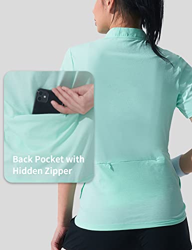 Hiverlay Running Shirts Women Upf 50+ Golf Quarter Zip Pullover Shirts Workout Tops With Pocket Green M #TOP3