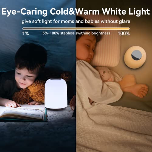 Hifree Bedside Touch Lamp, Portable Dimmable Night Light For Kids, Small Table Lamp For Bedroom With Usb-C Charging Port, Led Lamp With Warm White Light & Color Changing Rgb #TOP4