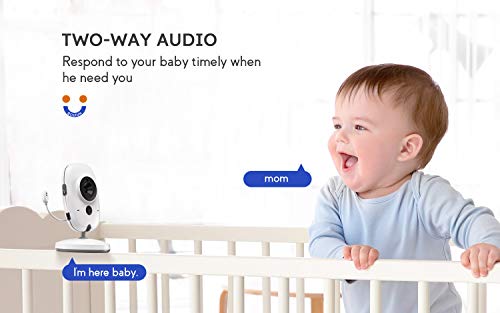 Baby Monitor, BOIFUN 3.2'' Baby Video Monitor with Camera and Audio LCD Screen 750mAh Rechargeable Battery Support VOX Night Vision Temperature Monitoring Two-Way Talk 8 lullabies for Baby/Elder/Pet - Thumbnail 6