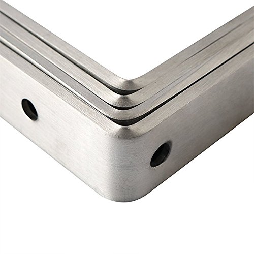 Deezio Stainless Steel Heavy Duty Corner Brace Joint Angle Bracket Shelf Brackets, Brushed Nickel, Pack of 4(100x100x3mm)