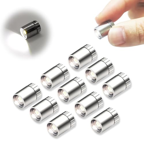 10er Pack Mini LED Keychain Light – Schwarz, Kleines Schlüssellicht Mit Batterie, NEU