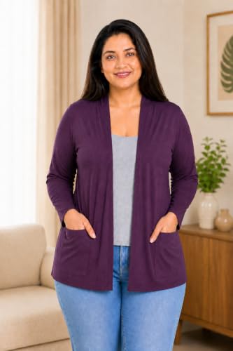 Image of In Love Women's Solid Open Front Shrug with Pockets