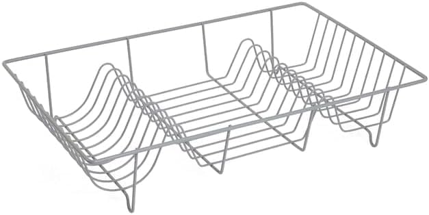 RHMM Stainless Steel Dish Drying Rack for Kitchen Large 18-Slot Anti-Rust Wire Dish Drainer for Plates, Bowls & Lids Durable Countertop Dish Rack Organizer (48.5 x 30 x 10cm) (Grey)