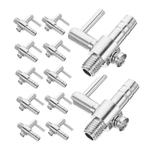 ROMISBABA 12個 酸素ポンプ 水族館エアポンプスプリッター エアアウトレットアダプター 流量制御弁 エアフロー制御レバーポンプ 気流スプリッター Silver すべての銅クロムメッキ