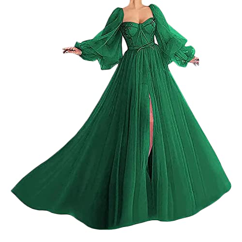 Tomwell Damen Abendkleid Elegante Brautjungfernkleid Mode Einfarbig Wickelkleid V-Ausschnitt Rückenfrei Partykleid Schulterfrei Bodenlang...