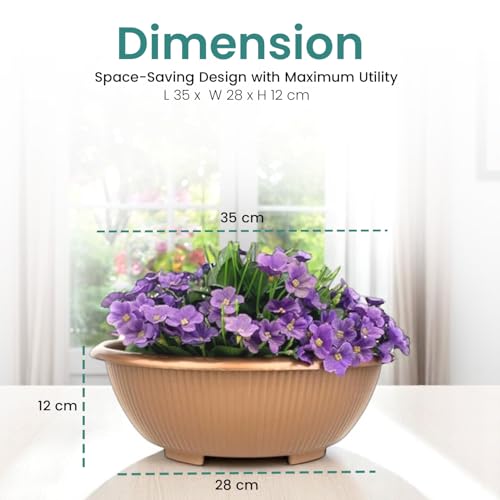 Image of Go Hooked Plastic Planter Pots Set of 2 | Multicolor Flower Pots Perfect for Home, Office & Garden Decor | Bonsai Round Pot 13.7 Inch for Indoor & Outdoor Plants | Durable, Lightweight & Modern Design
