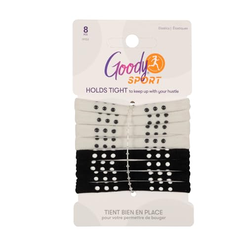Goody Sport Ouchless Seamless Hair Elastics, 8 Ct, Gray &Amp; Black, Sport-Level Silicone Grip For Active Lifestyles, Damage-Free Wear Ties, Styling Accessories For Women &Amp; Men, All Hair Types