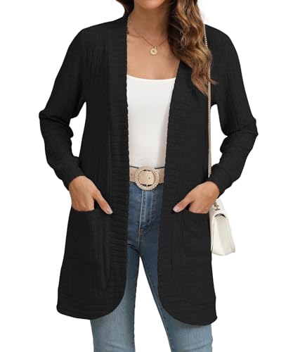 Image of YSYOKOW Cardigan Sweaters for Women Long Sleeve Open Front with Pockets | Long Cardigans for Women Lightweight Soft Casual Dressy Loose Fit Cardigan Sweater with Pockets for Work and Office