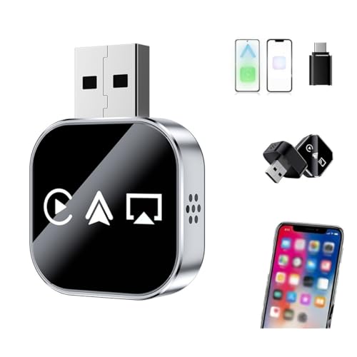 Grdsax Wireless Carplay Mirror Link Adapter, 2026 Upgrade 3-in-1 Wireless Adapter with 2.4/5ghz WiFi and Bluetooth 5.0, Screen Mirroring Adapters for Car, Instant Wired to Conversion Plug(1pc)