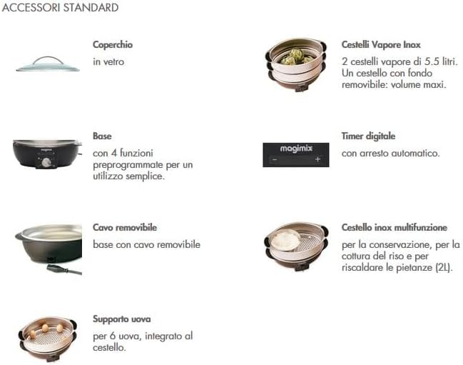 Magimix Stainless Steel 12.2 liter Food Steamer, Art 11581EB, Silver, 3 years Warranty