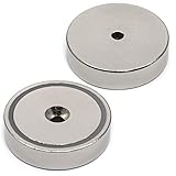 CMS Magnetics® Powerful Neodymium Cup Magnet 150 lb Pulling Power 1.89' Diameter x 1/2” Thick with Countersunk Hole for #10 Flat Head Screw (Stainless Steel Screw Included) – 1 Piece