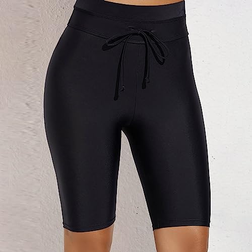 Tankini Feminino Verão Grande Cor Sólida Casual 5/4 Cintura Alta Cordão Cadarço Cor Sólida Calças De