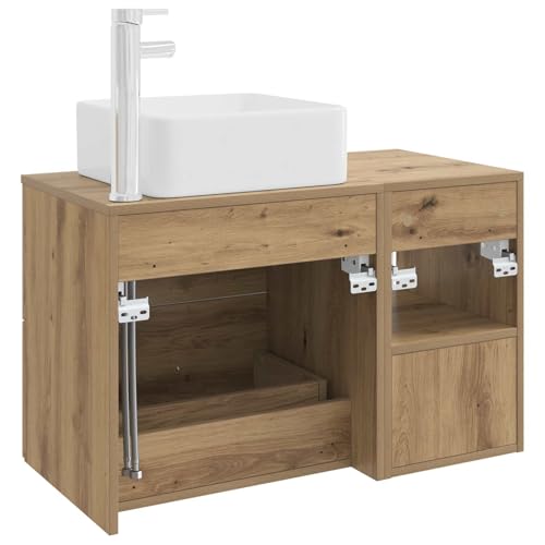 Muebles de baño de madera de roble con lavabo de 50 cm y armario de 30 cm 7