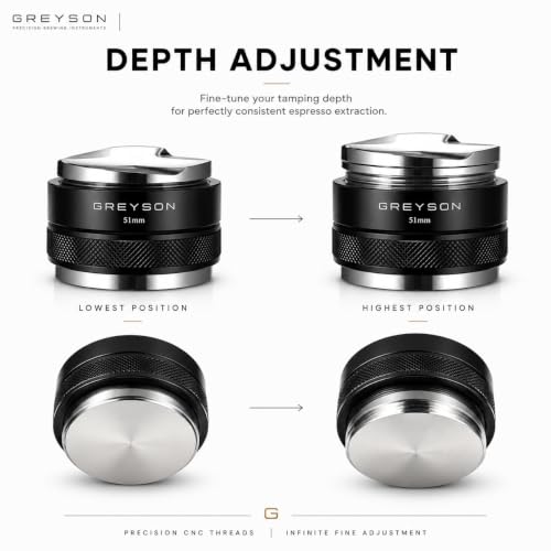 Image of Coffee Distributor and Tamper Double Side Ground Coffee Press Depth Stainless Steel Coffee Tamper Adjustable Espresso Leveler & Tamper Fit for 51mm Portafilter (Tamper)