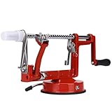 ZLPOFHS Obstschäler, Schneidemaschine, vielseitiger Apfelschäler, Entkerner aus Edelstahl mit Saugfuß for die Haushaltsküche(Red)