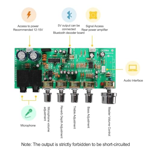 Carte préampli réverbération micro et module mixage amplificateur