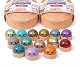 stylx Squishy 1x Dumplings Buns Virale Geschenkidee kleine 5cm Mystery Dumplings Trend mit Box Anti Stress Steamed Buns Cute Süß (2er Set 1x Matt +1xGlitzer)