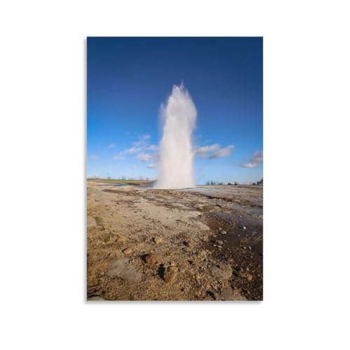 Poster geyser Islande 40x60 cm art mural imprimé sur toile pour decoration salon