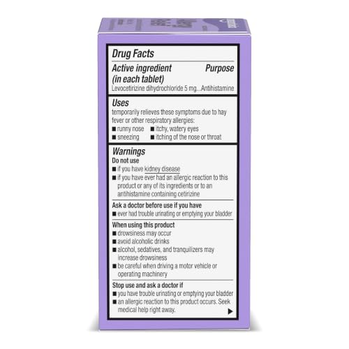 Amazon Basics 24 Hour Allergy Relief, Levocetirizine Dihydrochloride Tablet, 5 mg, Antihistamine, Relieves Sneezing, Runny/Itchy Nose, Throat Itchy, Watery Eye, 80 Count (Previously Care) - image 8