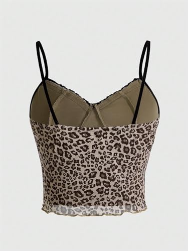 SOLY HUX Women's Y2k Lace Trim Leopard Print Camisole Tops Sleeveless Spaghetti Strap Cheetah Crop Tank Top2