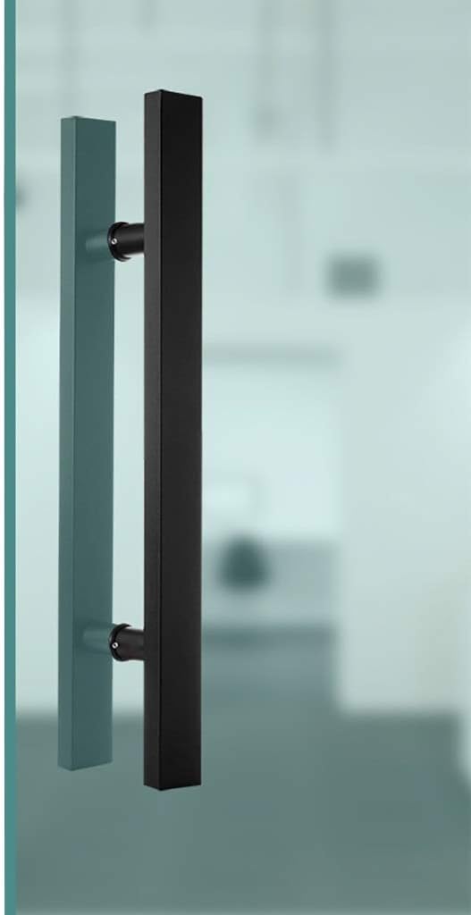 Black Heavy Duty Stainless Steel Square Tube Commercial Push-Pull Door Handle/Glass Door Handle/Barn Door Pull Handle (Black 800 * 600Mm)