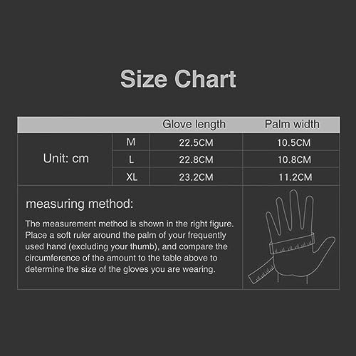 Surakey Men Touch Screen Work Gloves Motorcycle Dirt Bike Training Full Finger Gloves Mittens for Outdoor Sports Cycling Airsoft Hiking (Black M) - Image 8