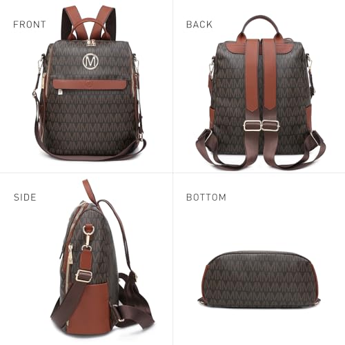 MKP Women Fashion Backpack Purse PU Leather Convertible Medium Ladies Rucksack Travel Shoulder Bags Handbag and Purse 2Pcs