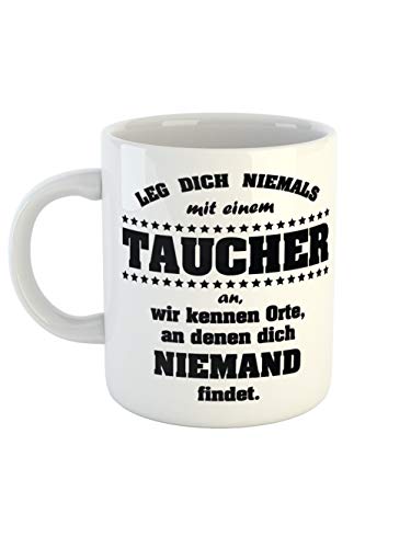 clothinx Kaffeetasse mit Aufdruck Leg Dich Niemals Mit Einem Taucher An | Tauchsport Design Für Hobby und Profitaucher | Ergänze Deine Tauch-Ausrüstung Mit diesem lustigen Spruch