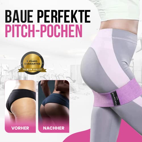 PORTENTUM Resistance Bands, Fitnessbänder Set Yogagurt in 3 Zugkraftstärken Trainingsband Yogaband ALS Widerstand und Unterstützung fürs Beintraining, Terra Bands Rosa, Grün, Lila