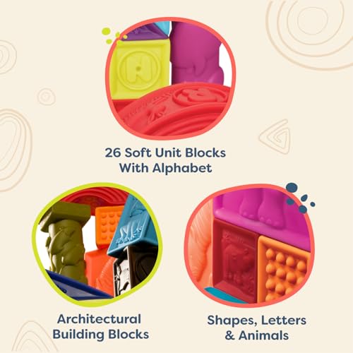 B. toys - Alphabet Learning Blocks for Babies & Toddlers - 26 Soft Squeezable ABC Baby Blocks with Textured Animals - Educational Baby Toys for Sensory Play, Bath Time & Early Development - 6+ Months - Image 6