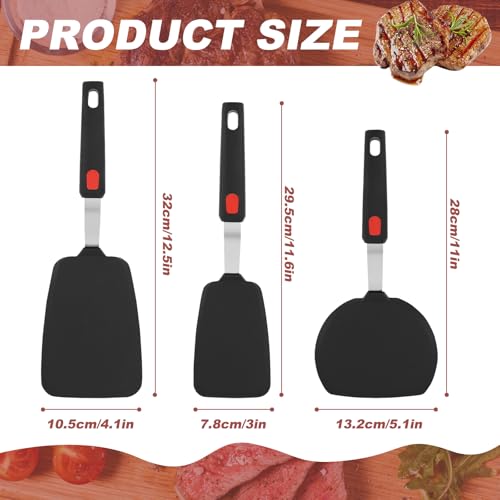 3pc Silicone Cooking Utensils Set, Silicone Spatula Turner Set, Wide Spatula Turner, Nonstick Cookware Set for Kitchen Use,Send Goods from Local Warehouse - Image 3
